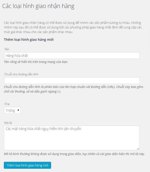 Thêm một loại hình giao nhận mới